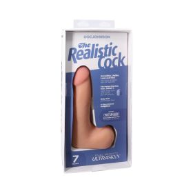 The Realistic Cock 7 in. ULTRASKYN Vac U Lock Dildo with Balls Vanilla
