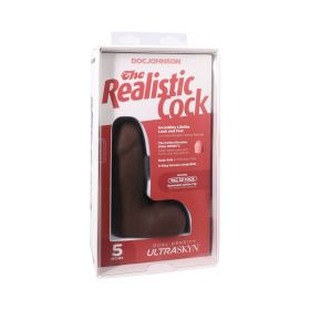 The Realistic Cock 5 in. ULTRASKYN Vac U Lock Dildo with Balls Chocolate