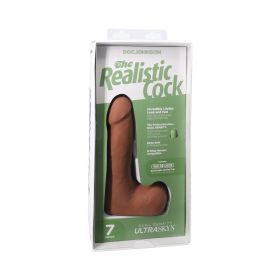 The Realistic Cock 7 in. ULTRASKYN Vac U Lock Dildo with Balls Caramel