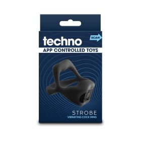 Techno Strobe App controlled Vibrating Cock Ring Black