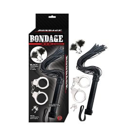Bondage by Nasstoys Whip  Feather and Cuffs Black