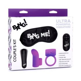 BANG! Couple''s Love Ring  Finger Vibe  Bullet & Blindfold Kit Purple