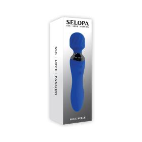Selopa Blue Belle Rechargeable Dual Ended Wand Vibrator Silicone Blue