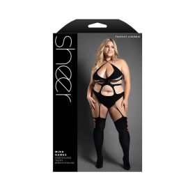 Fantasy Lingerie Sheer Mind Games Crotchless Cut Out Teddy Bodystocking Queen Size