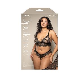 Fantasy Lingerie Opulence Lace Bralette with Split Pearl Cups & Crotchless Double Pearl Panty