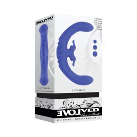 Evolved Lovebirds Rechargeable Silicone Remote Controlled Dual Ended Vibrator Blue