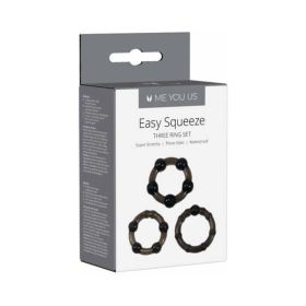 Me You Us Easy Squeeze 3 Piece Cockring Set Black
