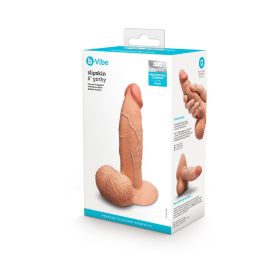 b Vibe Slipskin Realistic Silicone Dildo 6 in. Girthy Mocha