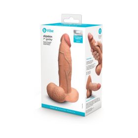 b Vibe Slipskin Realistic Silicone Dildo 7 in. Girthy Mocha