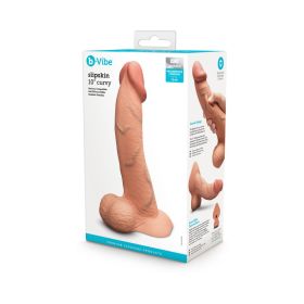 b Vibe Slipskin Realistic Silicone Dildo 10 in. Curved Mocha