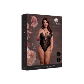 Le Desir Wireless Lace Bodysuit with Adjustable Sliders Black Queen Size