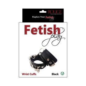 Rouge Fetish Play Vegan Wrist Cuffs Black