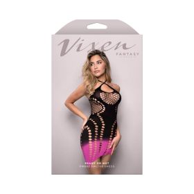 Fantasy Lingerie Vixen Ready Or Not OmbrÃ© Knit Asymmetrical Keyhole Halter Dress Black/Pink O/S