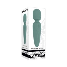 Evolved Rumble Wand Rechargeable Vibrating Mini Wand Silicone Green