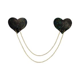 Pastease Chains: Black Shattered Disco Ball Heart with Gold Chains Pasties
