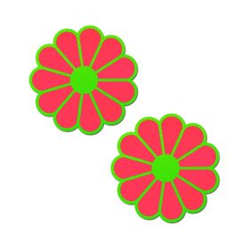 Pastease Daisy: Neon Green & Glow in the Dark Neon Pink Petal Pasties Nipple Covers