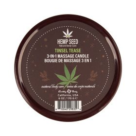 Earthly Body Hemp Seed 3 in 1 Massage Candle Tinsel Tease 6 oz.