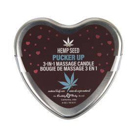 Earthly Body Hemp Seed 3 in 1 Valentine Heart Massage Candle Pucker Up 4.7 oz.