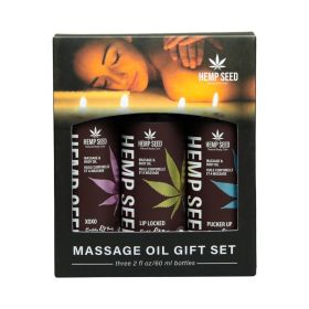 Earthly Body Hemp Seed Valentine Massage Oil Trio Gift Set: XOXO  Lip Locked  Pucker Up