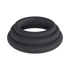LEVELZ Classic Silicone Cock Ring Set of 3 (L/XL/XXL) Black