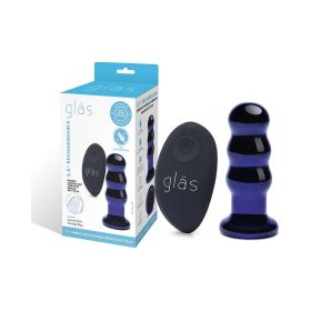 Glas 3.5 in. Rechargeable Remote Controlled Vibrating Beaded Butt Plug