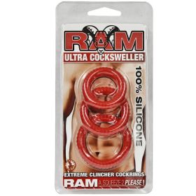 Ram Ultra Silicone Cocksweller 3 Cock Rings (Option: (Red))