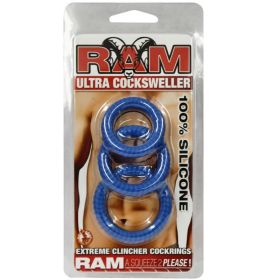 Ram Ultra Silicone Cocksweller 3 Cock Rings (Option: (Blue))