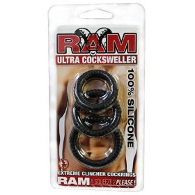 Ram Ultra Silicone Cocksweller 3 Cock Rings (Option: (Black))