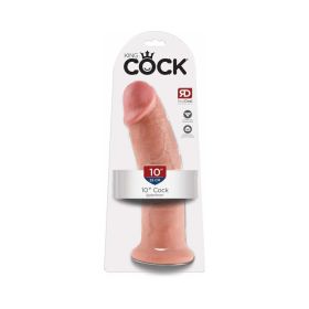 King Cock 10 in. Cock Realistic Dildo With Suction Cup (Option: Beige)