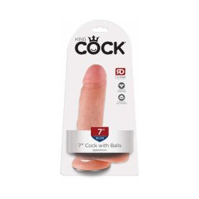 King Cock 7 in. Cock With Balls Realistic Suction Cup (Option: Dildo Beige)