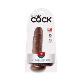 King Cock 7 in. Cock With Balls Realistic Suction Cup (Option: Dildo Brown)