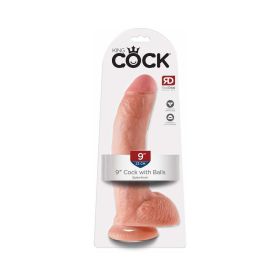 King Cock 9 in. Cock With Balls Realistic Suction Cup (Option: Dildo Beige)