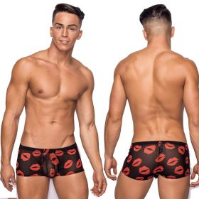 Male Power Kiss Me Mini Short Sheer Lips (Option: XL)