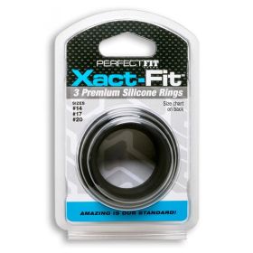 Curve Toys Perfect Fit Xact Fit 3 Piece Premium Silicone Rings (Option: (#14  #17  #20) Black)