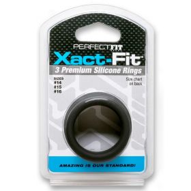 Curve Toys Perfect Fit Xact Fit 3 Piece Premium Silicone Rings (Option: (#14  #15  #16) Black)