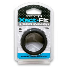 Curve Toys Perfect Fit Xact Fit 3 Piece Premium Silicone Rings (Option: (#17  #18  #19) Black)