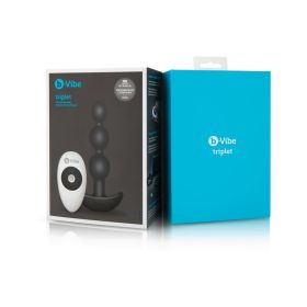 b Vibe Triplet Rechargeable Remote Controlled Vibrating Anal Beads Plug (Option: Black)