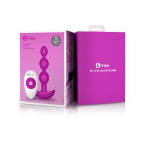 b Vibe Triplet Rechargeable Remote Controlled Vibrating Anal Beads Plug (Option: Fuchsia)