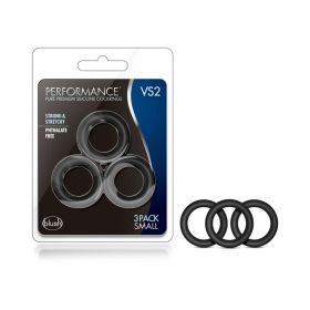 Performance VS2 Pure Premium Silicone Cockrings 3 Pack (Option: Small Black)