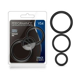 Performance VS4 Pure Premium Silicone Cockrings 3 Pack Set (Option: Black)