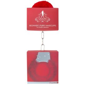 Ouch! Beginner''s Furry Handcuffs With Quick Release (Option: Red)