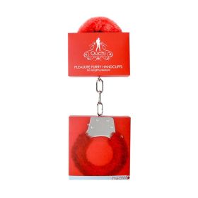 Ouch! Pleasure Furry Handcuffs With Quick Release (Option: Red)