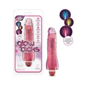 Glow Dicks Molly Color Changing 8 in. Vibrating Dildo Glitter (Option: Pink)