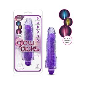 Glow Dicks Molly Color Changing 8 in. Vibrating Dildo Glitter (Option: Purple)