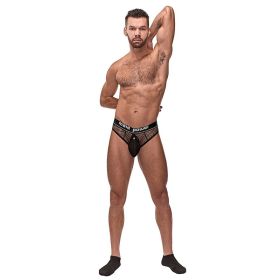 Male Power Cock Pit Net Cock Ring Thong (Option: Blk LX)