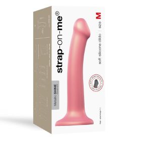 Strap On Me Metallic Shine Collection Soft Single Density Silicone Dildo (Option: Vieux Rose M)