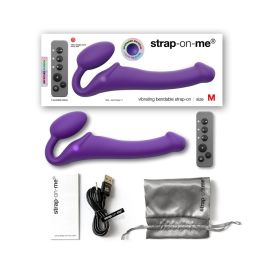 Strap On Me Rechargeable Remote Controlled Silicone Vibrating Bendable Strap On (Option: Purple M)