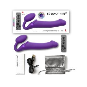 Strap On Me Rechargeable Remote Controlled Silicone Vibrating Bendable Strap On (Option: Purple L)