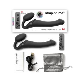 Strap On Me Rechargeable Remote Controlled Silicone Vibrating Bendable Strap On (Option: Black M)