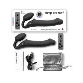 Strap On Me Rechargeable Remote Controlled Silicone Vibrating Bendable Strap On (Option: Black L)